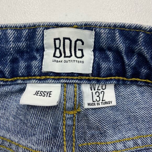 BDG Jessye Jeans Women's 26 High-Rise Straight Two-Tone Denim Raw Hem Button Fly - Picture 8 of 14